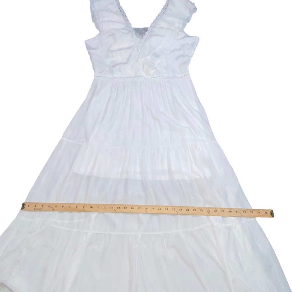 ✨NEW✨ Boho V-Neck White Ruffled Maxi Lace Feminine Maxi Dress - Women’s XL - Picture 7 of 13
